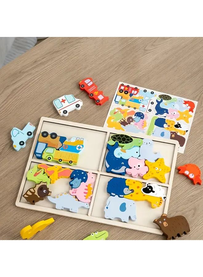 4 In 1 Wooden Cognitive Puzzle For Hand Eye Coordination And Focus Training - Image 2